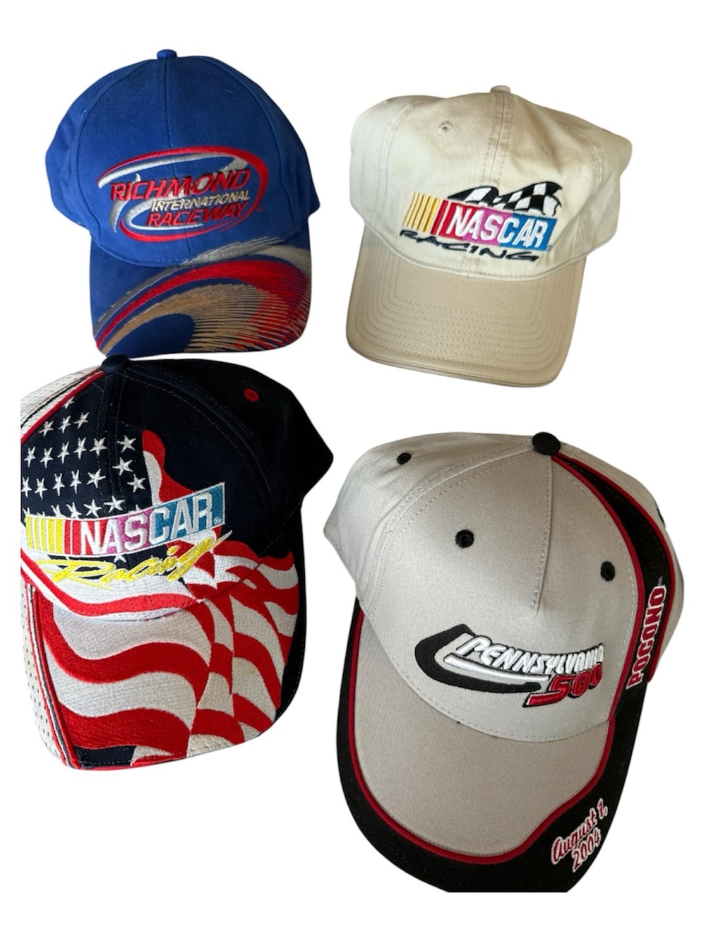 Lot of 4 VTG NASCAR HATS  Pennsylvania 500 Pocono Racing Cap